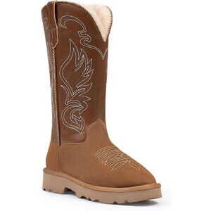 Women's Maroon Snow Fur Lining Pull On Fuzzy Lightweight Winter Warm Shoes